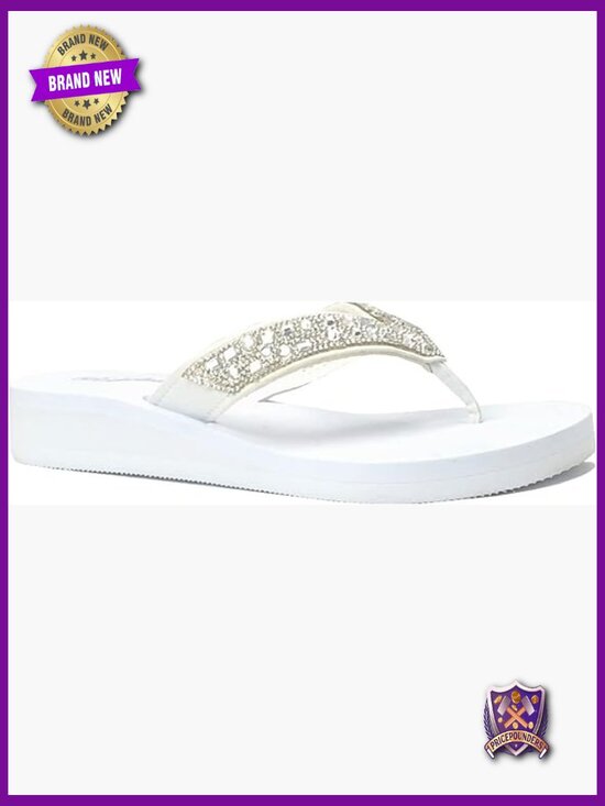 Shoes - Rhinestone T-Strap Wedge Sandals Flip Flops Platform Jewel Shoes